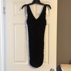 Black ruched short dress.